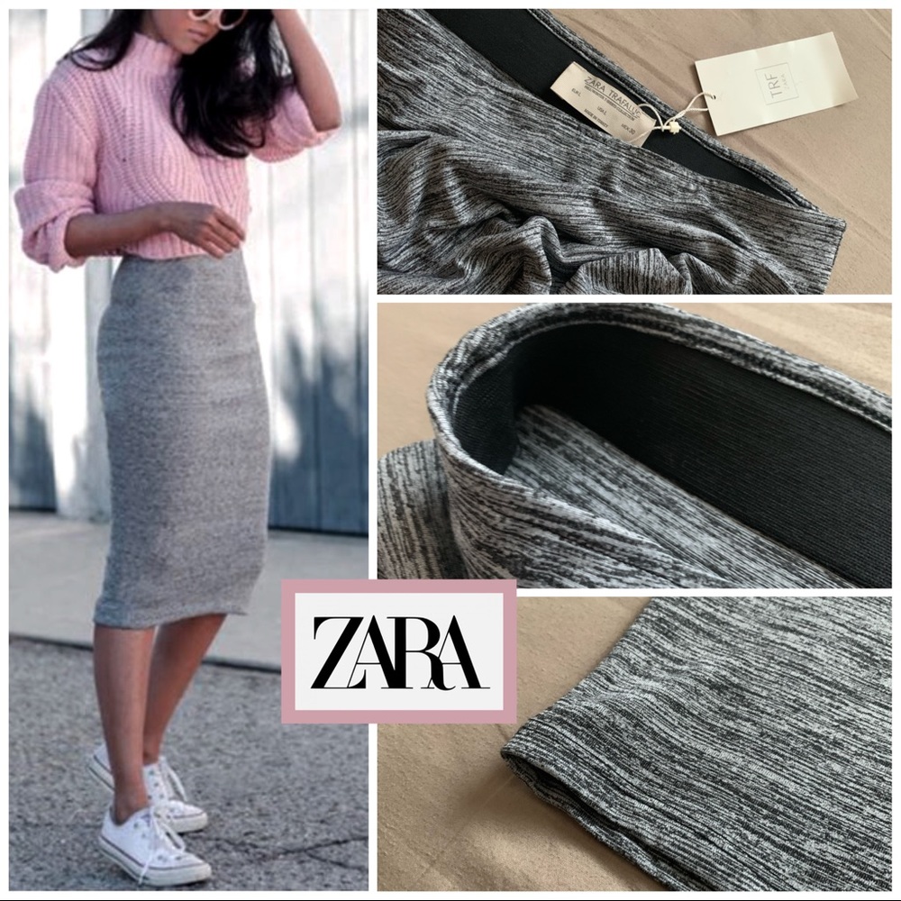 Zara TRF trafaluc heather gray bodycon skirt LARGE